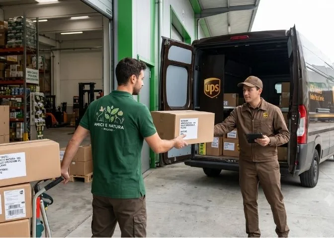 The first Amici e Natura pallets arrived at the UK warehouse after opening the British market
