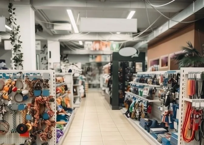 The Amici e Natura warehouse with pet food and accessories ready for Amazon shipments